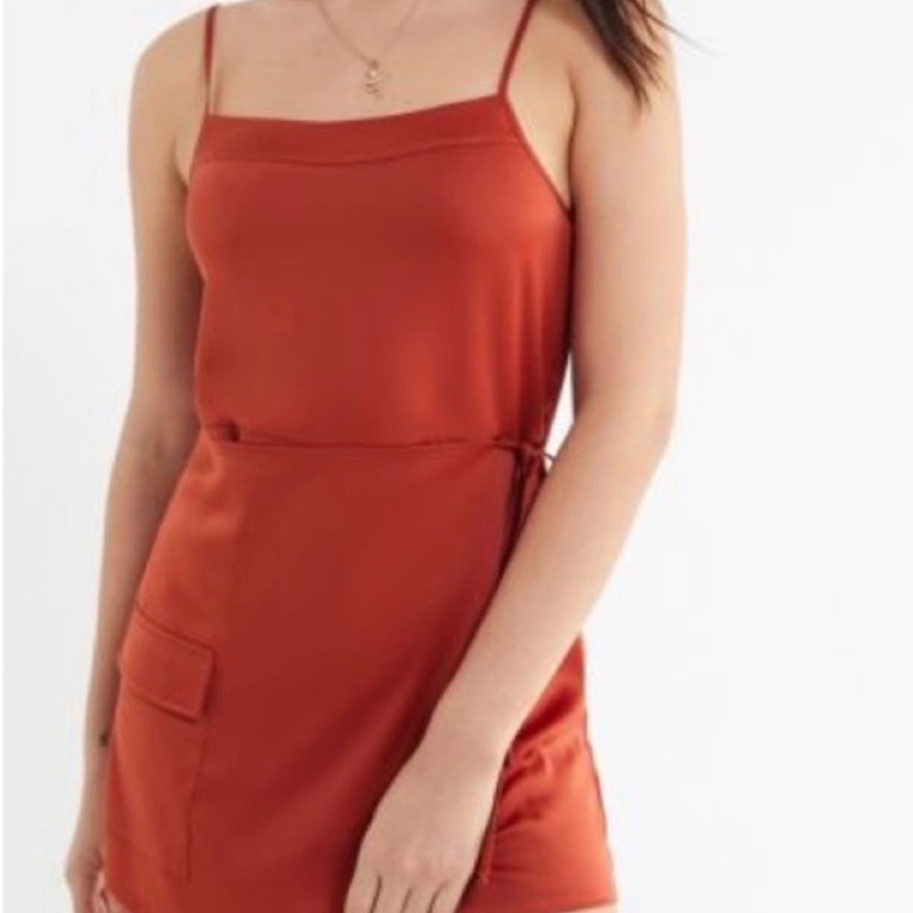 Urban Outfitters Jessa Slinky Satin Wrap-Front Romper size XS